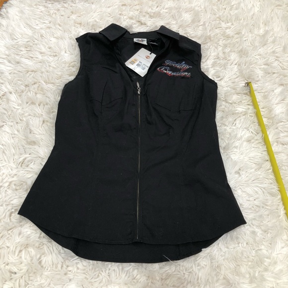 Harley Davidson zip up patriotic sleeveless Amazing top. NWT! Freedom Eagle #1❤️ - Picture 10 of 15